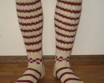 Knitted wool knee Socks Men's size // Wool socks men