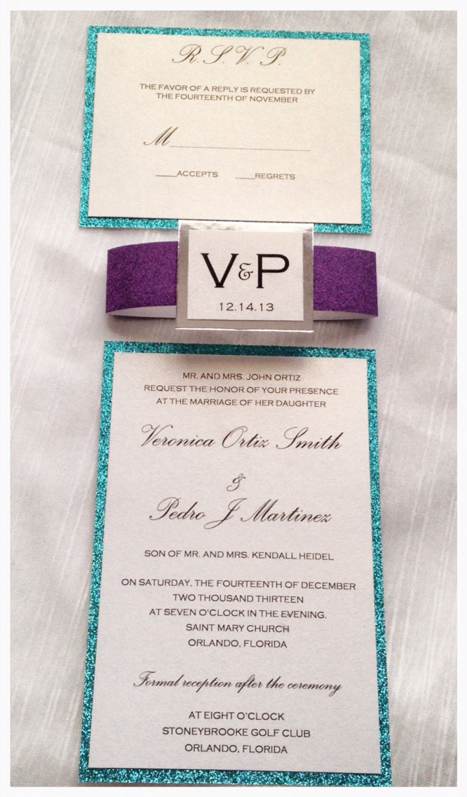 Purple Wedding Invitations Purple and Teal Wedding