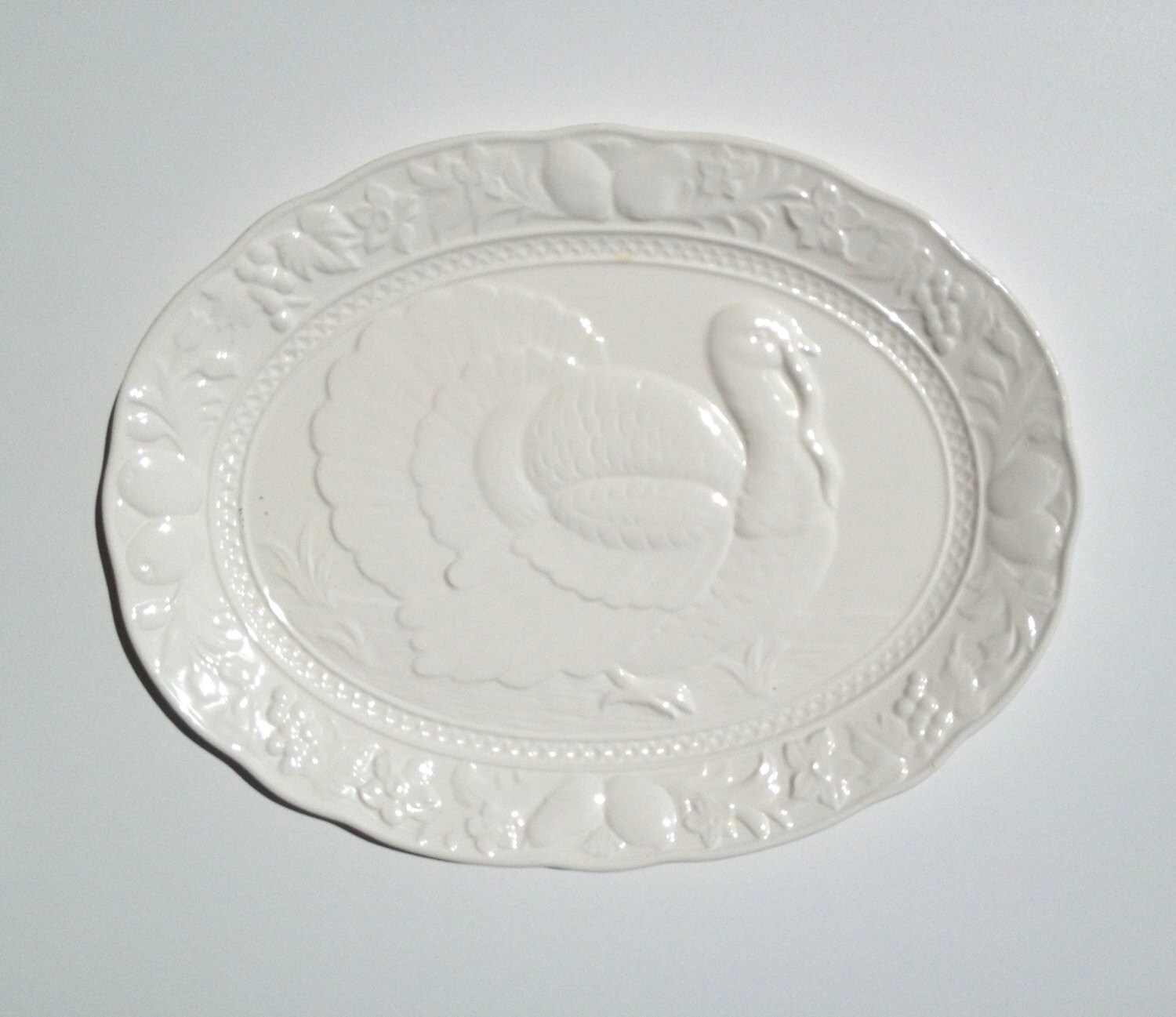 Himark White Turkey Platter Ceramic 1980's with Box Japan