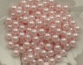 Beads Plastic Pink 5mm Round 40 pcs pearl-shell