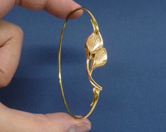 Gold bangle, Lily bangle, Peace Lily Jewelry, Lily Bangle Bracelet, Lily Jewelry, Floral Bangle Bracelet