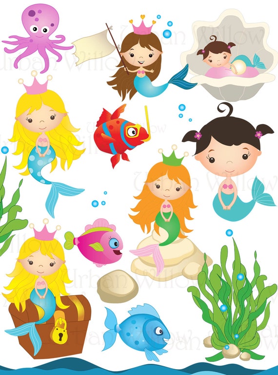 Items similar to MERMAID  clip art Cli art fish Undersea 