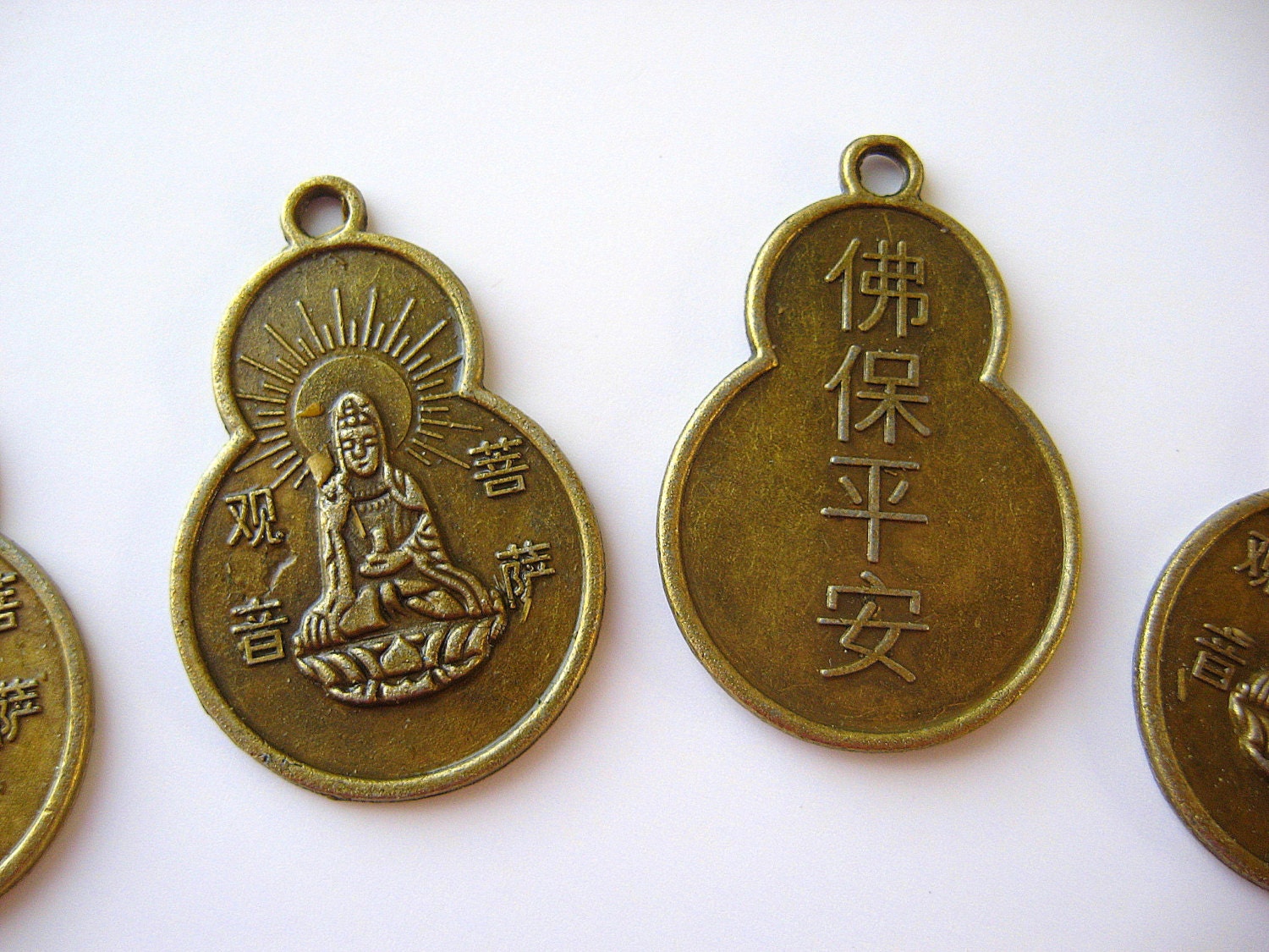 Buddhist Blessing Coin 10 Pendant Charm Quan Yin Buddha