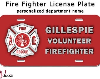 Volunteer Firefighter Personalized License Plate Aluminum Sign