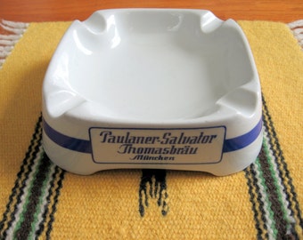Vintage 1960s-70s German Paulaner-Salvator Thomasbrau Munich Brewery Porcelain Advertising Ashtray
