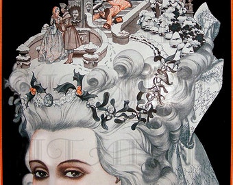 Snow Scene in Her WIG!! 1920s Vintage French Illustration. Vintage Flapper Digital Download. One of our BARGAIN 1.25 IMAGES!