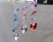 Crystal Heart Bookmark.  Only pink available. Swarovski crystals and heart.  Silver embossed bookmark.  Valentines  Mothers Day 375A32M