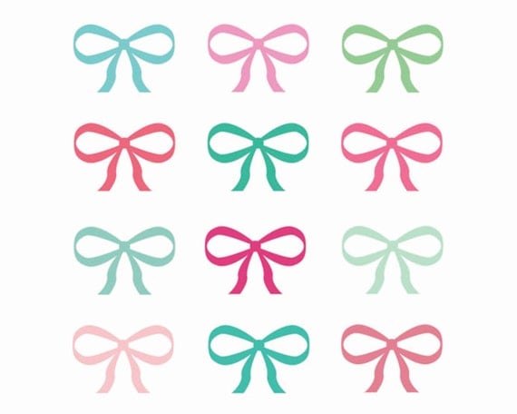 60% OFF SALE Digital Clipart Clipart Scrapbooking Bows Pink Green Clipart for Girls Women Birthdays Invitations Il_570xn