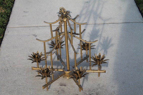 Vintage Faux Bamboo PAGODA Chandelier 6 Light by feelinvintage