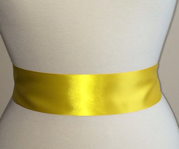 2 1/4 Yellow Ribbon Dress Sash Bridesmaid Dress by JustFunGarters