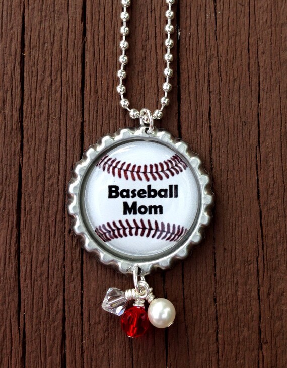 Baseball Mom Necklace with Swarovski Crystals by pinkiedots