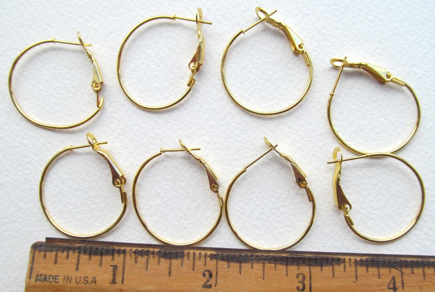 Hoop earring findings with leverback gold tone 5 pair set