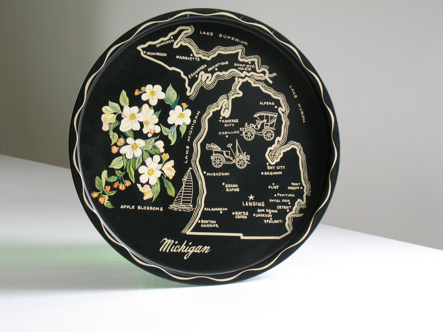 Vintage Michigan State Souvenir Tray vintage kitchen barware