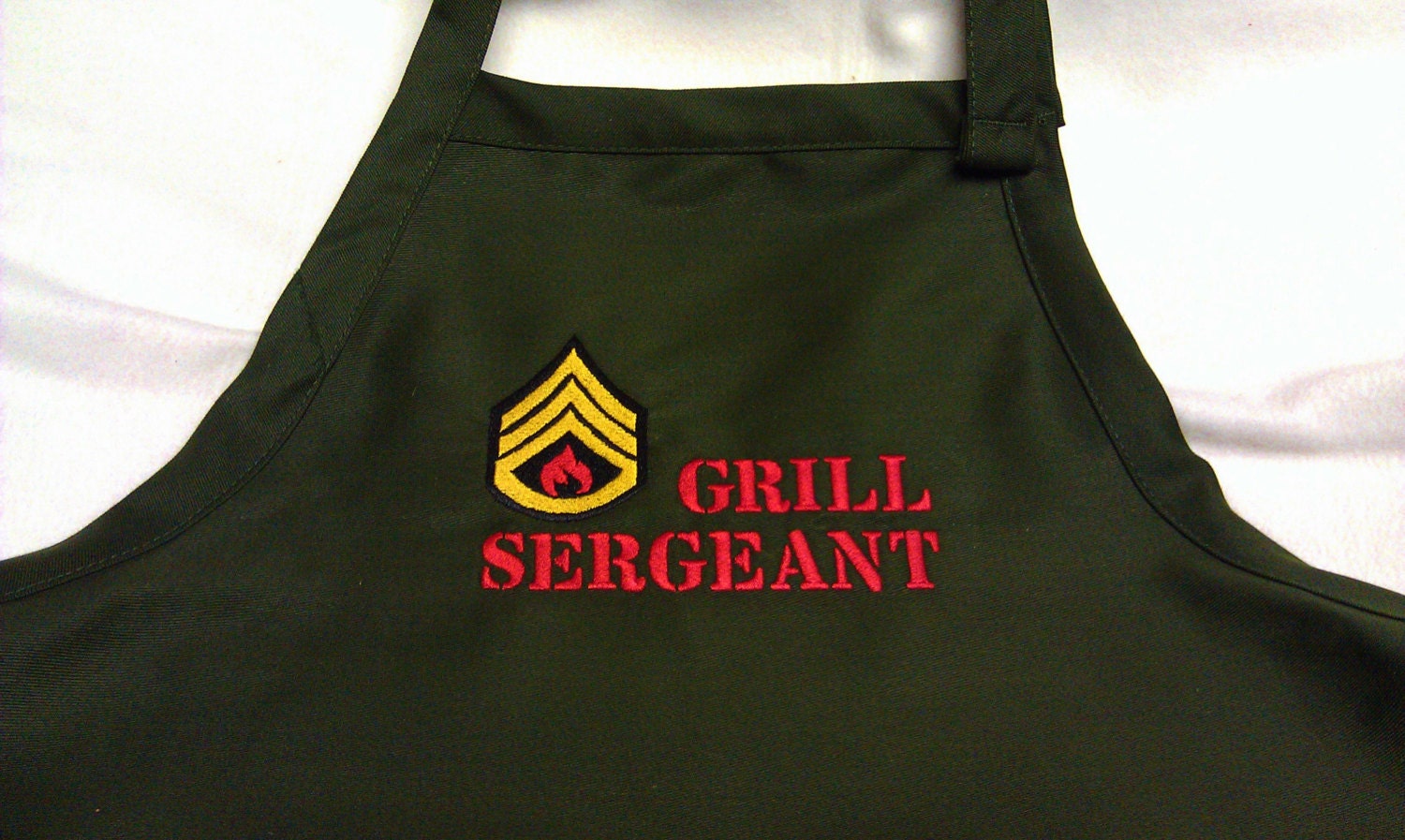 Black or Green Apron with Grill Sergeant Embroidery Design