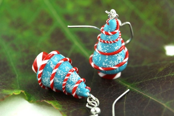Christmas Earrings Peppermint Swirl Candy Festive Stocking