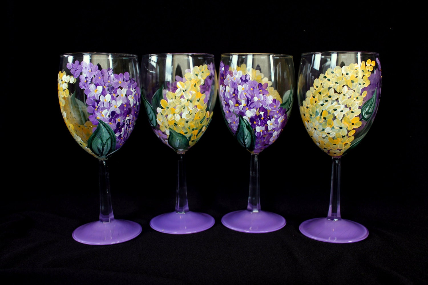 Hand Painted Wine Glasses Hand painted Flower by Brusheswithaview