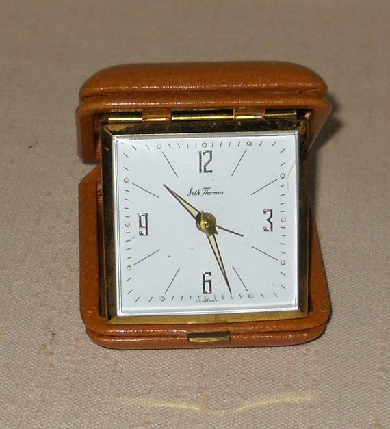 Mid Century Seth Thomas Travel Alarm Clock By Vintageglassgoddess