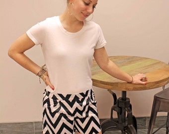 Black And White Chevron Women's Beach/Summer Shorts Size Sm,Med,Lg, and X large