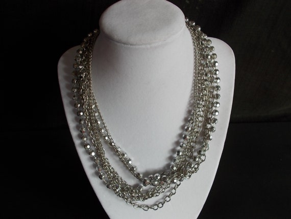vintage silvertone multi layered chain by ladygirlsboutique