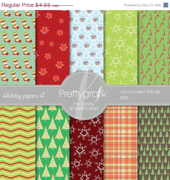 80% OFF SALE Christmas digital scrapbook papers, scrapbook pages, digital paper pack, commercial use - PGPSPK564 Il_570xn