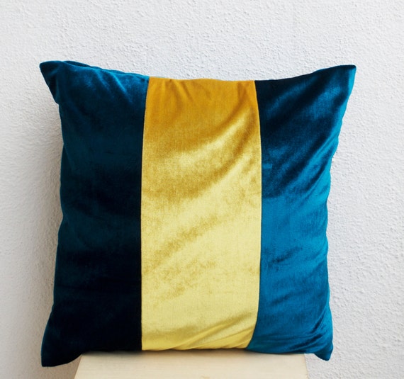 Items similar to Royal Blue Pillow-Throw Pillows color block - Velvet Pillows - Decorative ...