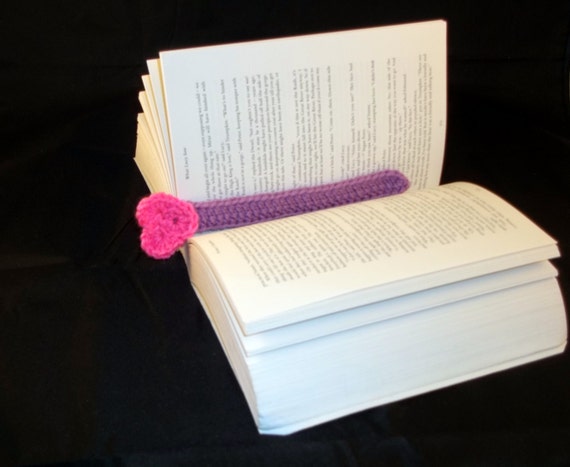 Set of 3 Crocheted Heart Bookmarks - Pink & Purple