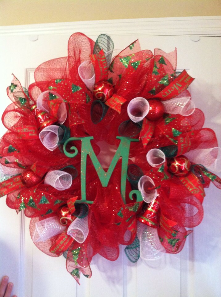 Monogrammed Christmas mesh Wreath