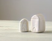 Miniature clay houses, little white houses, natural minimal home decor - set no1