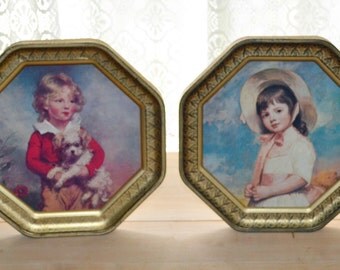 Vintage Victorian French Country Cottage Decorative Tin Wall Hanging Cookie Tin