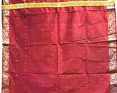 Silk Saree Red Window Curtain Drapes Panels