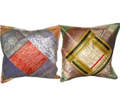 Handmade Vintage Pillow Sham Silk Sari Toss Cushion Cover