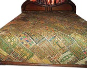 Indi Vinatge Kutch Embroidery Bedspread Antique Hippie Boho Quilt