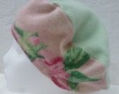 Eco chic tam hat cashmere wool hat handmade beret hat English rose cashmere green wool tam womens handmade Spring green gift, her accessory.
