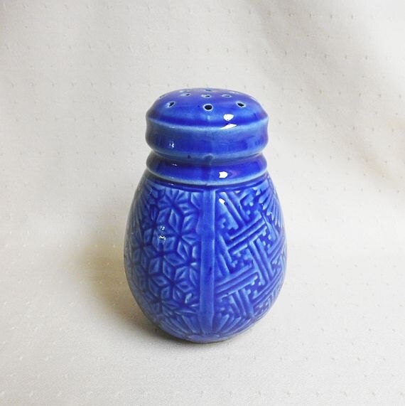 SALE Vintage Cobalt Blue Ceramic Sugar Shaker by MissIvyVintage