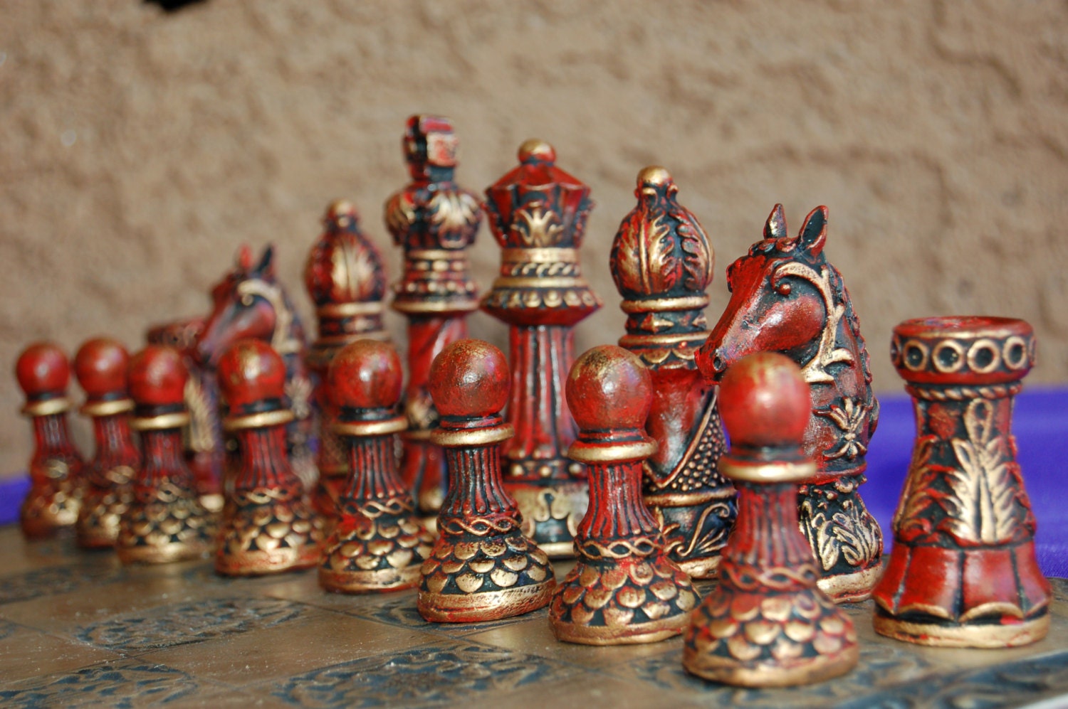 Ornate Staunton Chess set Customisable colours Pieces only