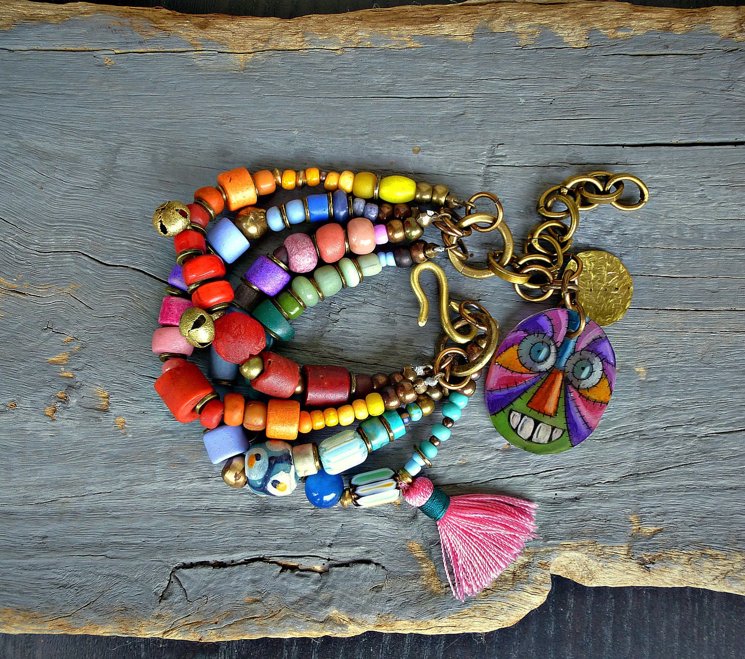 Multi strand gypsy bracelet Layering bracelet rustic