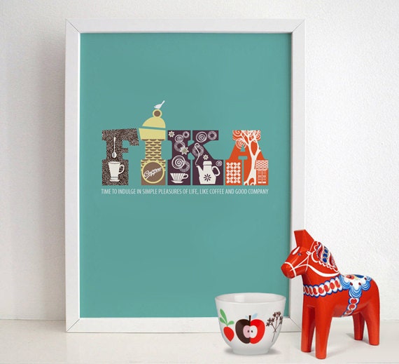 Items similar to FIKA Swedish Poster Print Kitchen Art 