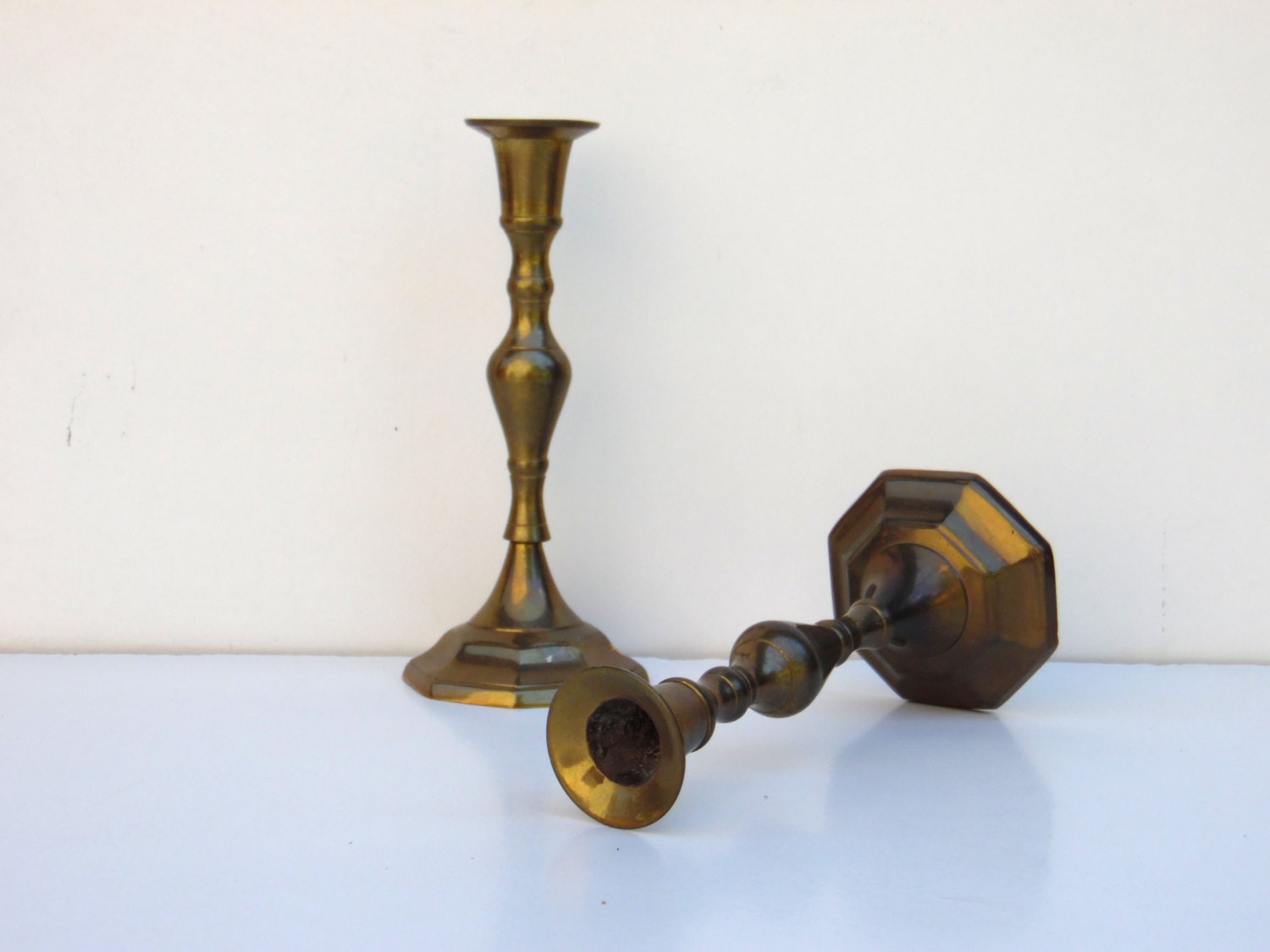 Set Of 2 Vintage Brass Candle Holders Made In India By Adryvintage 