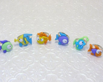 Big Eyed Fish Rings, Gold Fish Rings, Big Eyed Fish Rings,Childrens Rings, Childrens Jewelry, Kids Rings, Kids Jewelry, Party Favors