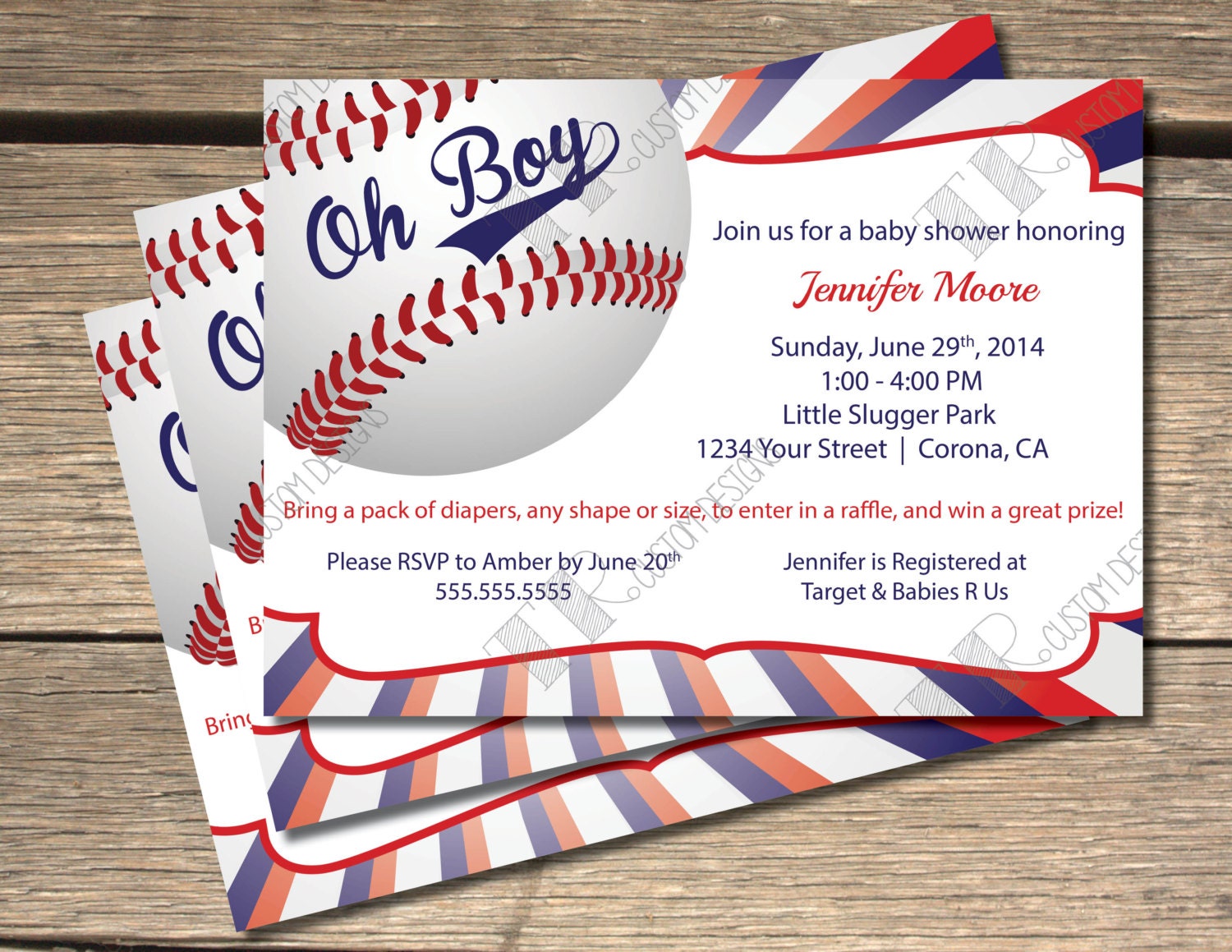 Baseball Themed Baby Shower Invitations 1