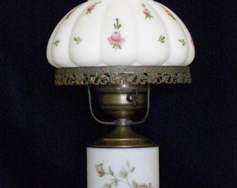Vintage, Hand-Painted, 3-Way Hurricane Lamp