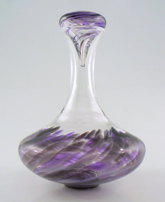 ON SALE Hand Blown Glass Wine Decanter with stopper by Glassometry
