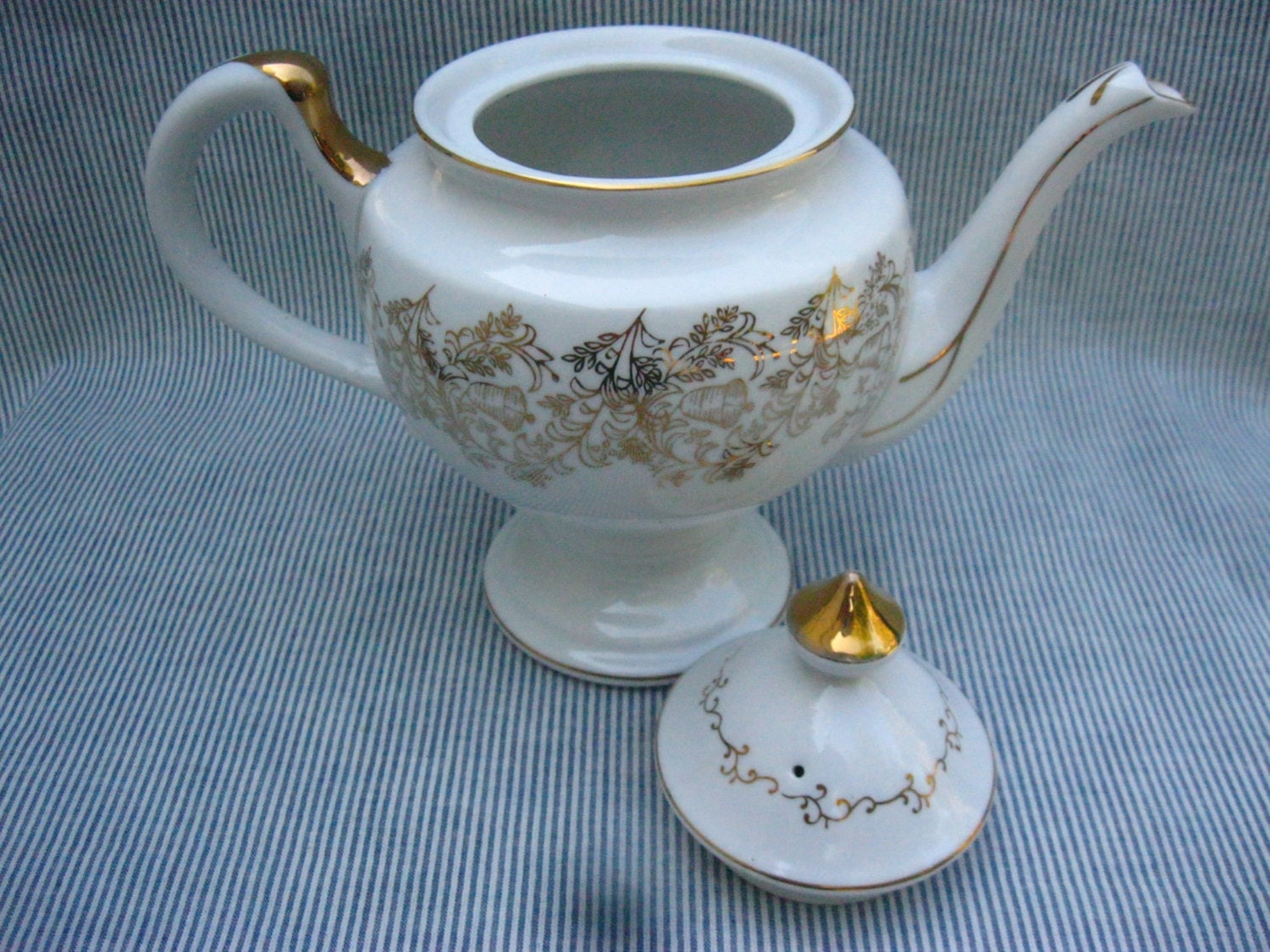 Vintage Norcrest Tea Pot / Fine China / Golden 50th