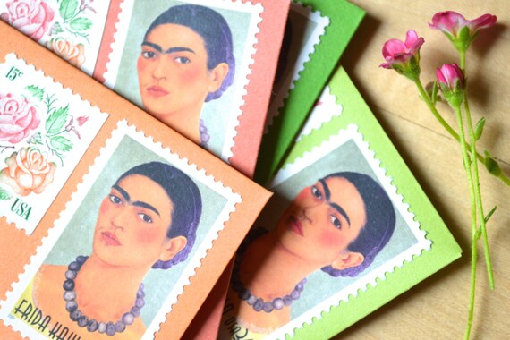 Frida Kahlo Stationery Stamped Card Set; Day of the Dead Greeting Gift; Frida Kahlo Quote Cards