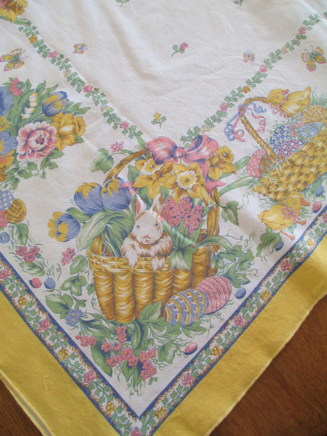 vintage easter cotton tablecloth bunnies ducks easter vintage easter cotton tablecloth bunnies ducks easter