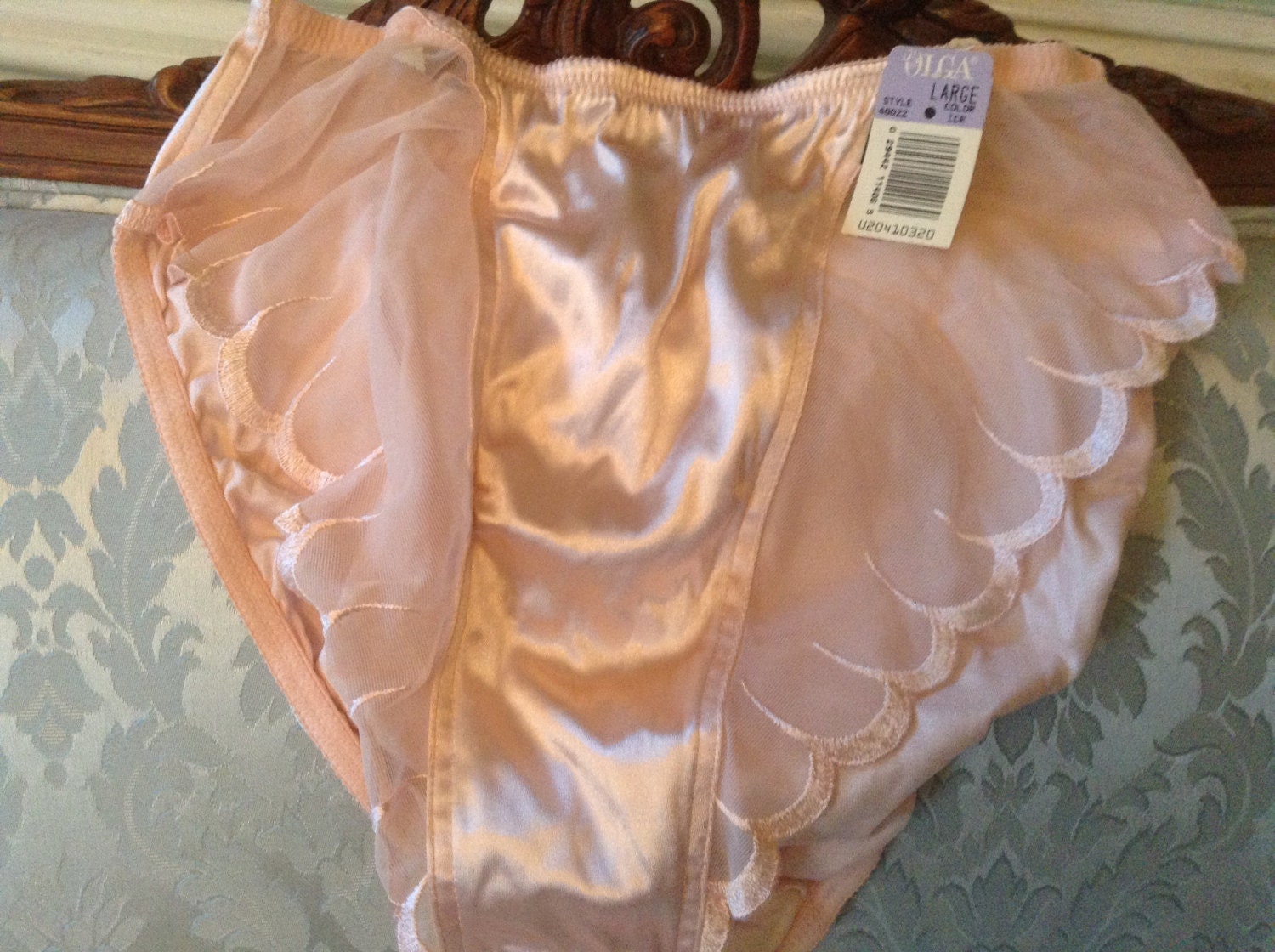 Vintage Olga Underwear Panties 1970s High Waist Pink Satin And