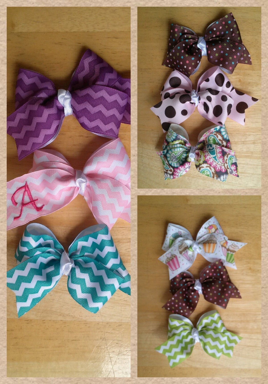 Set of 3 Ribbon Hair Bows. Personalized with by IdaJanesWorks