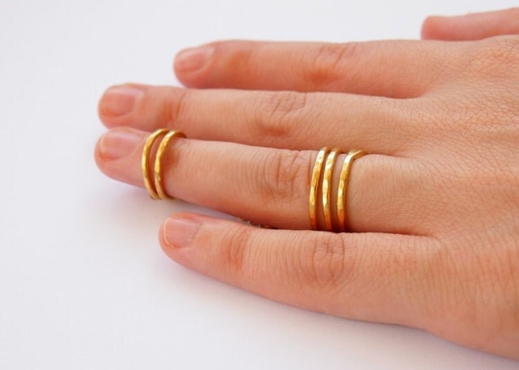 Gold plated silver ring douple silver ring with by elenaVjewels