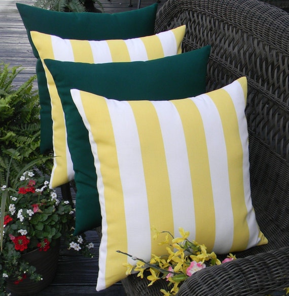 Items similar to SET OF 4 20" Yellow and White Stripe & Solid Hunter