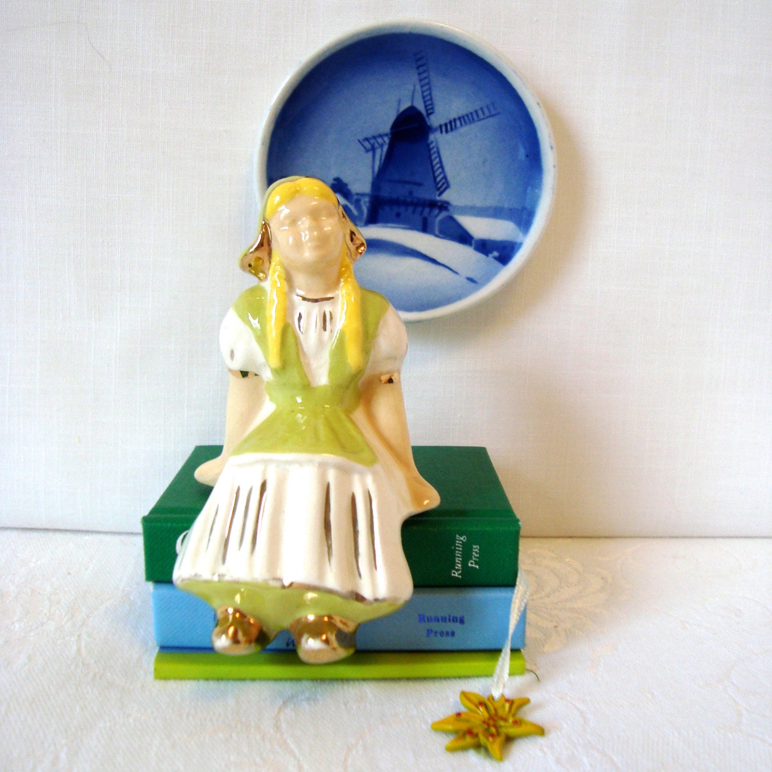 Vintage Dutch Girl Sitting Ceramic Figurine